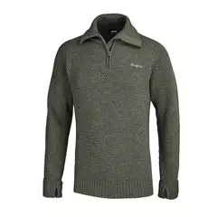 Bergans Ulriken Jumper férfi gyapjú pulóver, dark green mud, M.