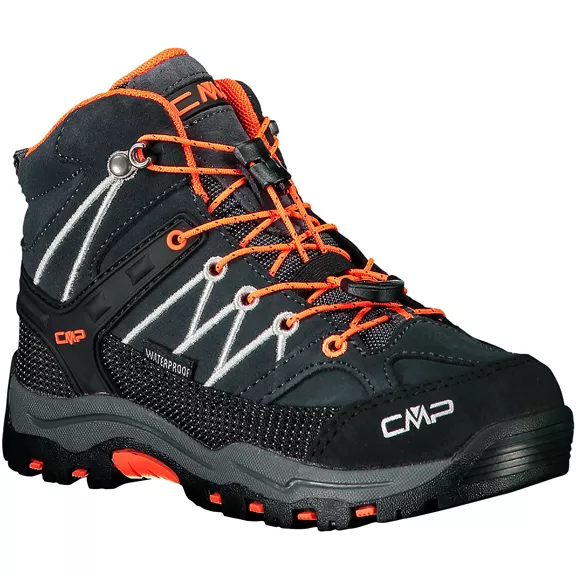 CMP Rigel Mid WP vízálló gyerek túracipő, antracite-fl ash orange, 33