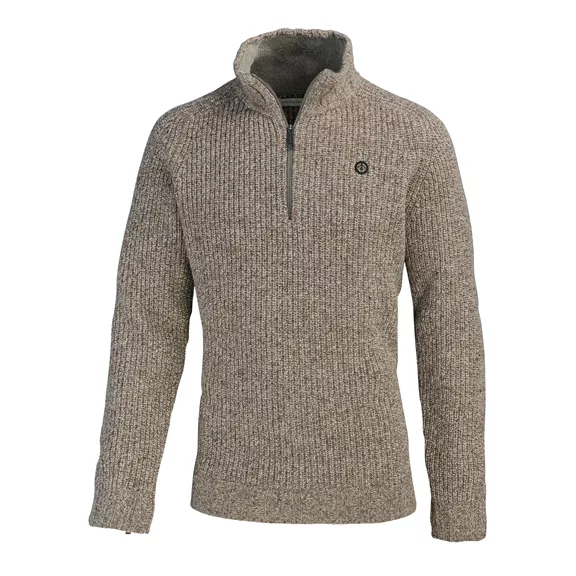 Chevalier Groby Half Zip gyapjú pulóver, saddle brown neps, XXL