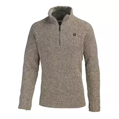 Chevalier Groby Half Zip gyapjú pulóver, saddle brown neps, XXL