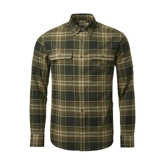 Chevalier Heron hosszú ujjú férfi flanel ing, evergreen checked, L