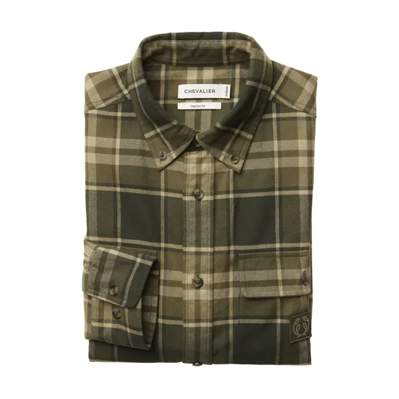 Chevalier Heron hosszú ujjú férfi flanel ing, evergreen checked, L