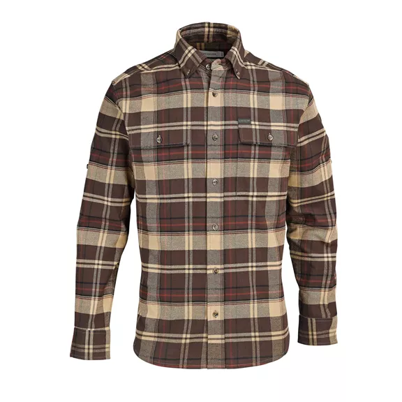 Chevalier Heron hosszú ujjú férfi flannel ing , soil brown checked, M