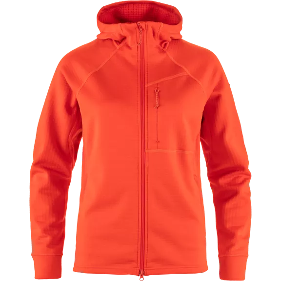 Fjällräven Abisko Grid kapucnis női fleece, Flame Orange, L