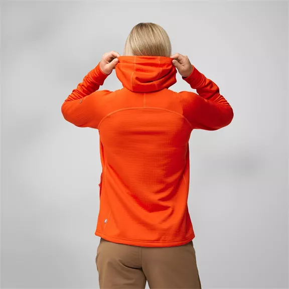 Fjällräven Abisko Grid kapucnis női fleece, Flame Orange, L
