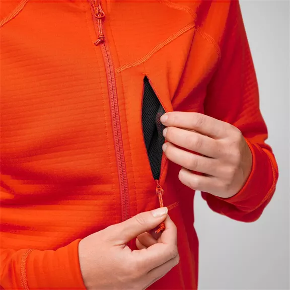 Fjällräven Abisko Grid kapucnis női fleece, Flame Orange, L