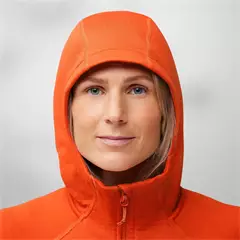 Fjällräven Abisko Grid kapucnis női fleece, Flame Orange, M