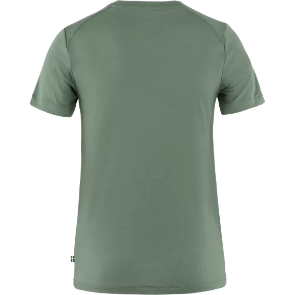 Fjällräven Abisko Wool Fox női póló, Patina Green-Terracotta Brown, S