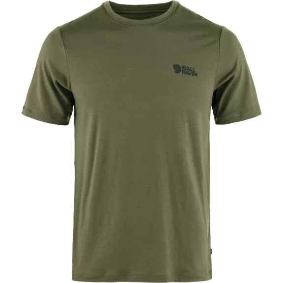Fjällräven Abisko Wool Logo férfi póló, Laurel Green, XL
