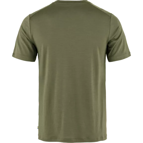 Fjällräven Abisko Wool Logo férfi póló, Laurel Green, XXL