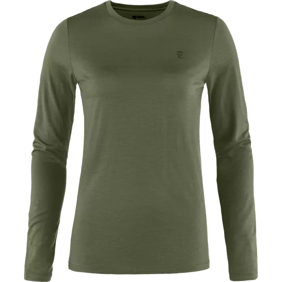 Fjällräven Abisko Wool női h.ujjú póló, Laurel Green, S
