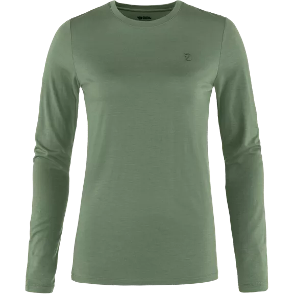 Fjällräven Abisko Wool női h.ujjú póló, Patina Green (614), XL