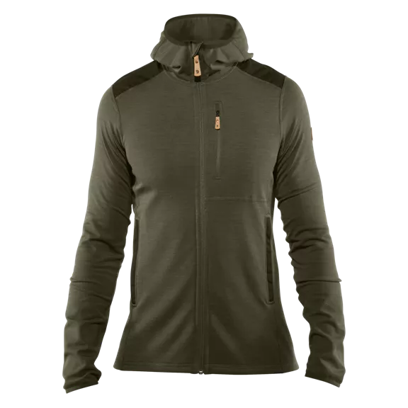 Fjällräven Keb kapucnis fleece, Laurel Green-Deep Forest (625-662), S