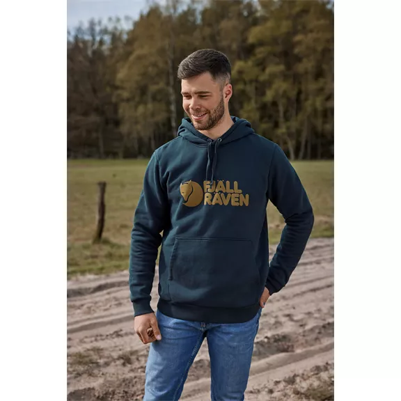 Fjällräven Logo Hoodie kapucnis pulóver, Dark navy, M