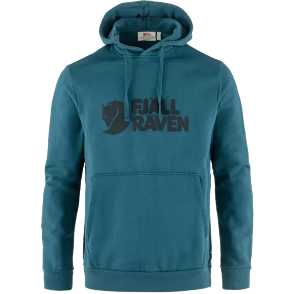 Fjällräven Logo Hoodie kapucnis pulóver, Deep Sea, L