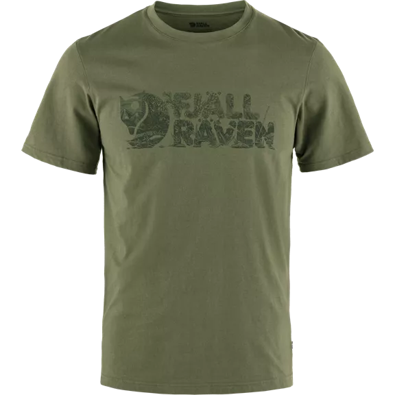 Fjällräven Lush Logo férfi póló, Laurel Green, M