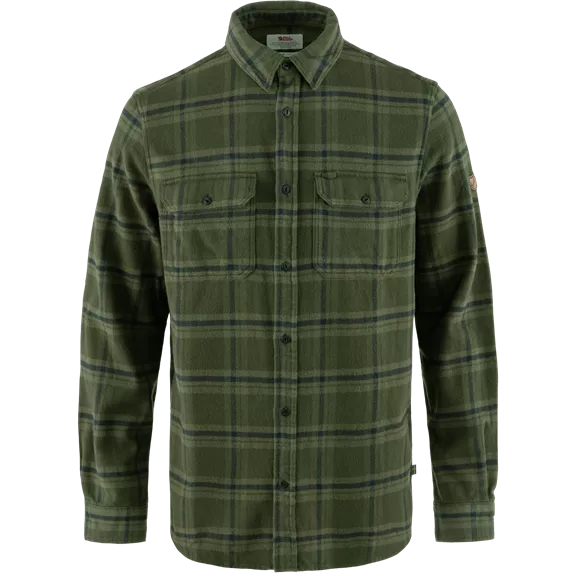 Fjällräven Övik Heavy Flannel hosszú ujjú férfi ing, Deep Forest-Laurel Green, XXL