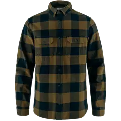Fjällräven Övik Heavy Flannel hosszú ujjú férfi ing, Wood Brown-Dark Navy, S