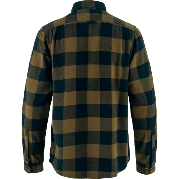 Fjällräven Övik Heavy Flannel hosszú ujjú férfi ing, Wood Brown-Dark Navy, S