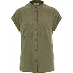 Fjällräven Övik Hemp Shirt SS W női rövid ujjú blúz, Green, XS