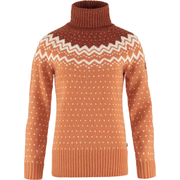 Fjällräven Övik Knit Roller Neck női pulóver, Desert Brown-Autumn Leaf, XS