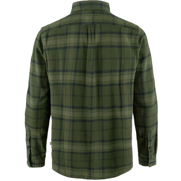 Fjällräven Övik Twill hosszú ujjú férfi ing, Deep Forest-Green, S