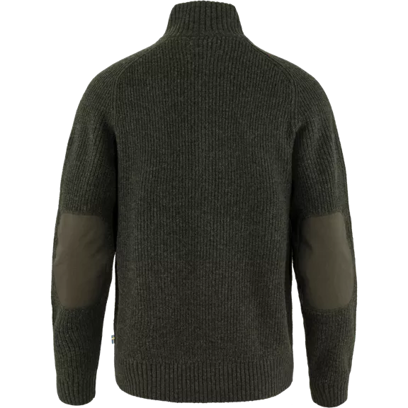Fjällräven Övik Zip kötött férfi kardigán, Dark Olive, M