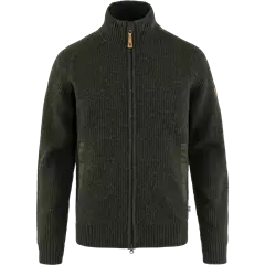 Fjällräven Övik Zip kötött férfi kardigán, Dark Olive, M