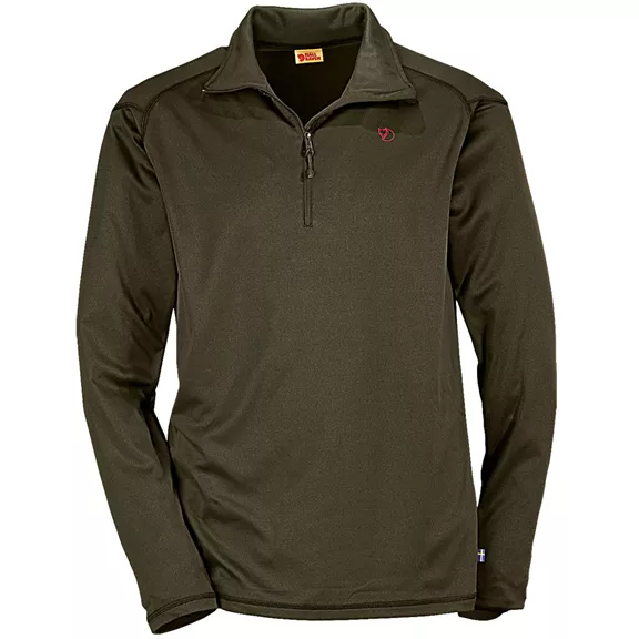 Fjällräven PINE HALF ZIP hosszú ujjú póló, sötét olajzöld L