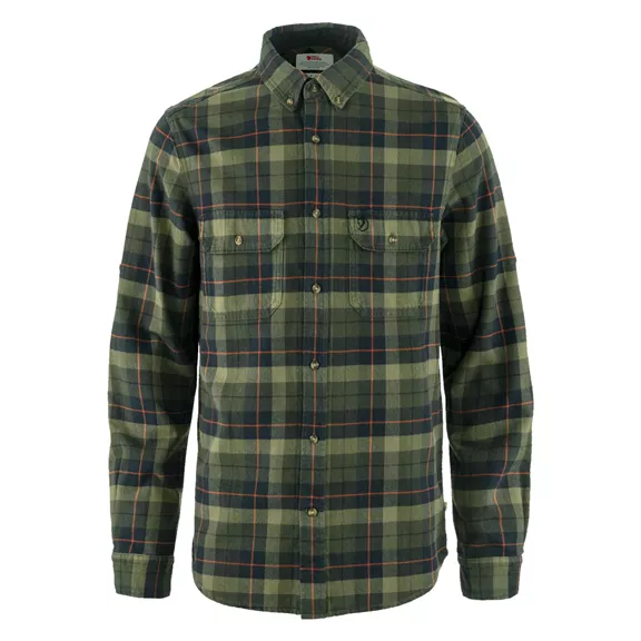 Fjällräven Singi Heavy Flannel hosszú ujjú férfi ing, Black-Deep Forest, XXL