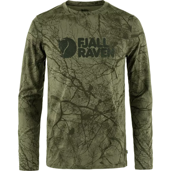 Fjällräven Värmland Wool hosszú ujjú férfi póló, Green Camo, S