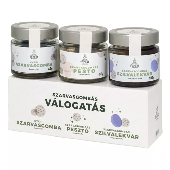 Forest Kitchen szarvasgombás válogatás (egész nyári szarvasgomba, szarvasgombás peszto, szarvasgombás szilvalekvár)