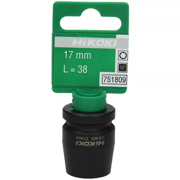 HIKOKI 1/2"-os dugókulcs, 17 x 38mm, ütvecsavarozóhoz