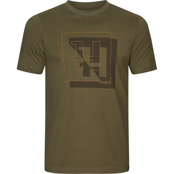 Härkila H-logo férfi póló, Dark olive, M