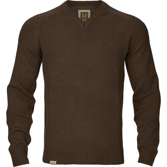 Härkila Vincent Merino V-nyakú férfi pulóver, Demitasse brown, 3XL