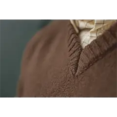 Härkila Vincent Merino V-nyakú férfi pulóver, Demitasse brown, 3XL