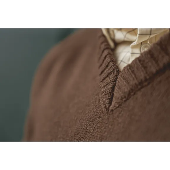 Härkila Vincent Merino V-nyakú férfi pulóver, Demitasse brown, 3XL