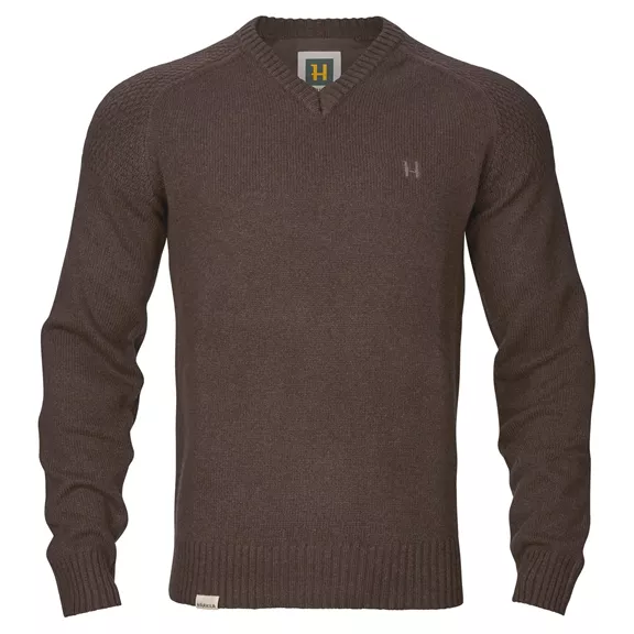 Härkila Vincent Merino V-nyakú férfi pulóver, Demitasse brown, XL