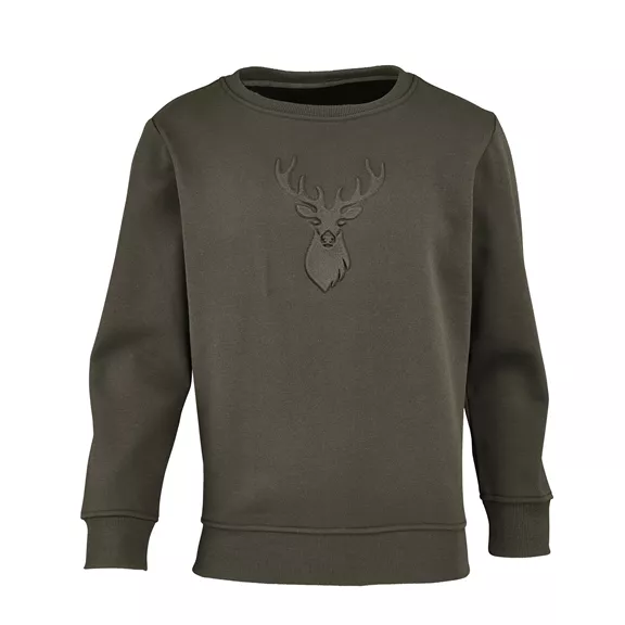 Hubertus John férfi pulóver szarvasfej motívummal, oliv-braun, 5Xl
