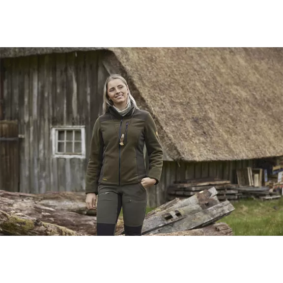 Hubertus női fleece kabát, Olajzöld/barna S