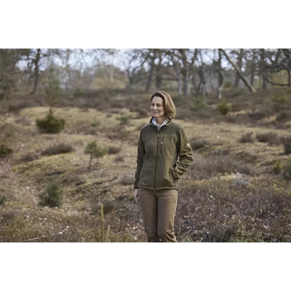 Hubertus női fleece kabát, Olajzöld/barna XS