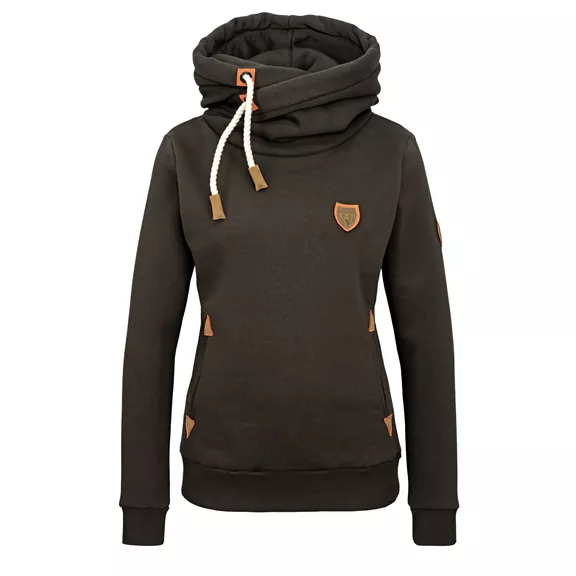 Hubertus női kapucnis pulóver, oliv-braun, L