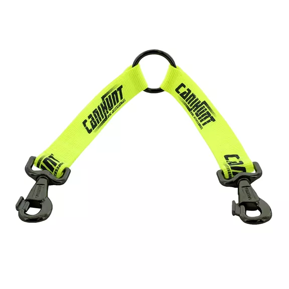 Ikerpóráz két kutyához, 25 cm, neonsárga