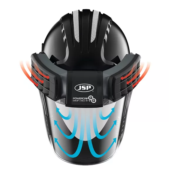 JSP Powercap Infinity motoros légzőkészülék komplett JSP Powercap Infinity motoros légzőkészülék komplett