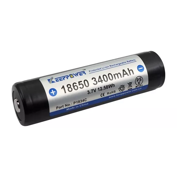 KeepPower 18650 3,7V 3400mAh védett Li-ion akkumulátor