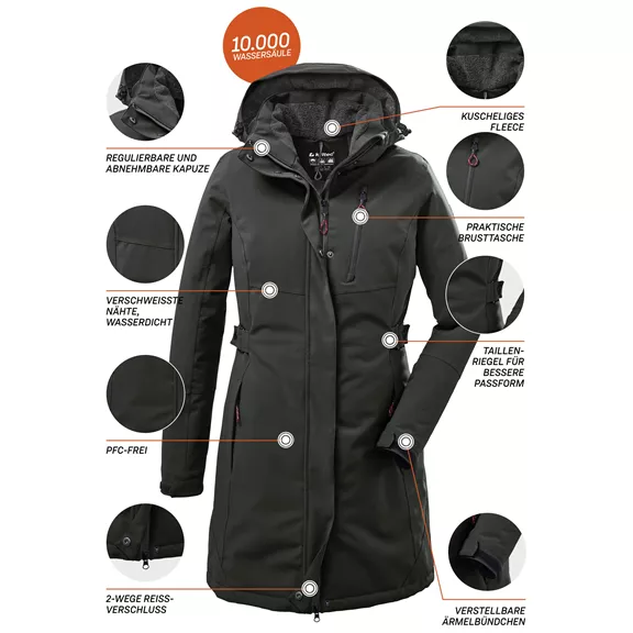 Killtec női, kapucnis, parka, dunkeloliv, 42.