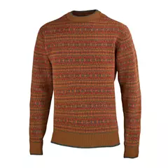 Laksen Jacquard férfi pulóver, camel-olive-wine red-burnt orange, M