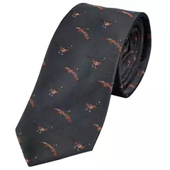 Laksen selyem nyakkendő, repülő fácán, pine (fenyőzöld)