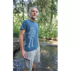 Life-Tree Birke férfi póló, stone washed blue, L.