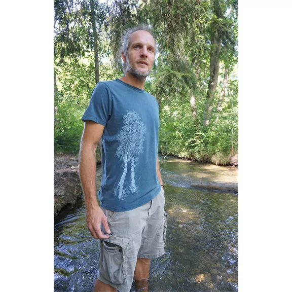 Life-Tree Birke férfi póló, stone washed blue, L.